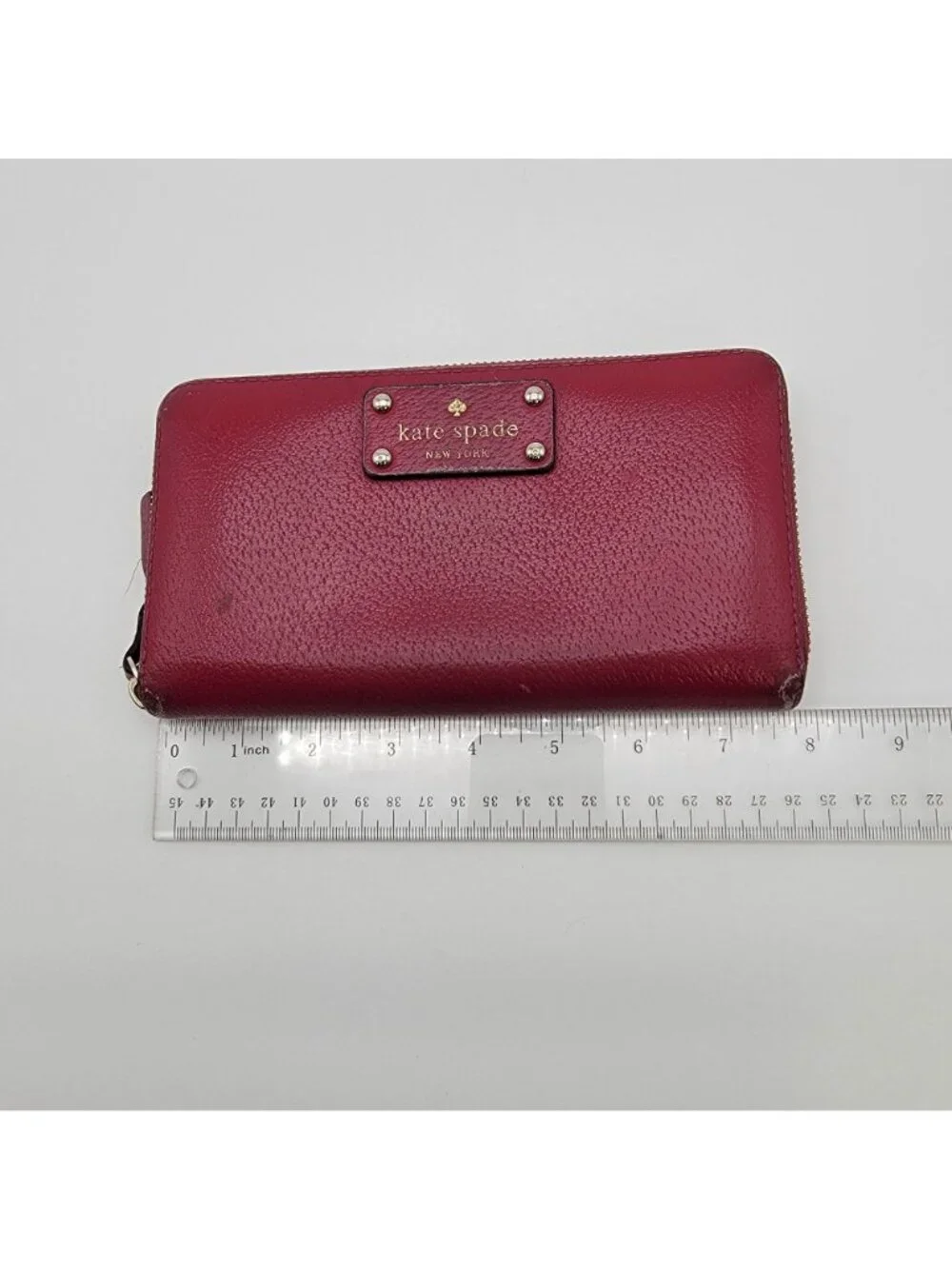 Kate Spade New York Burgundy Pebbled Leather Neda Zip-Around Wallet